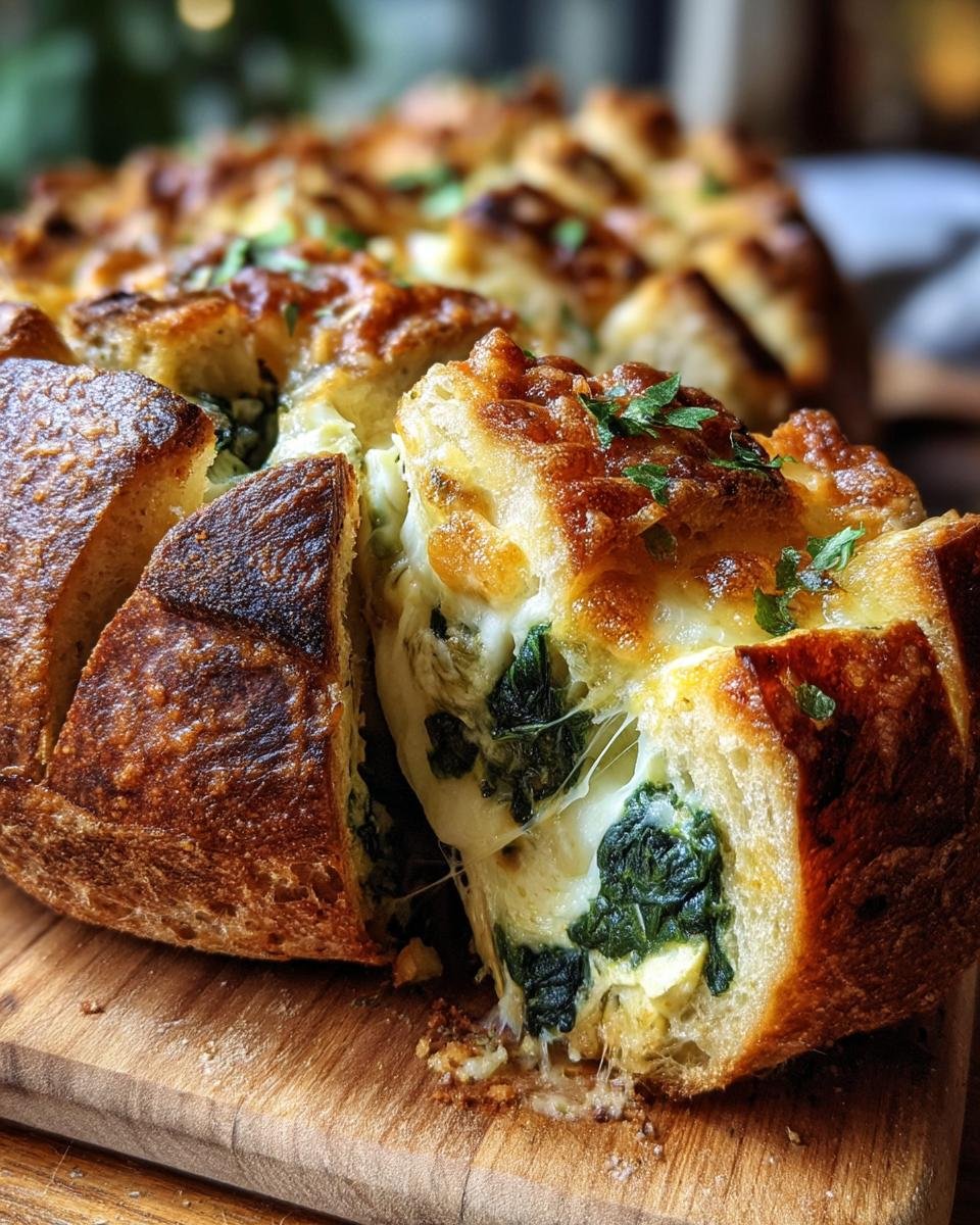 Cheesy Spinach and Artichoke Pull-Apart Sourdough Bread: A Perfect Party Appetizer - detail 1