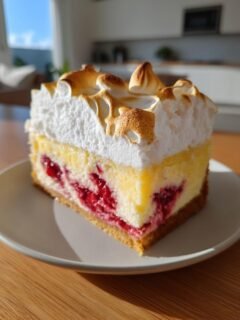 Lemon Raspberry Meringue Cheesecake