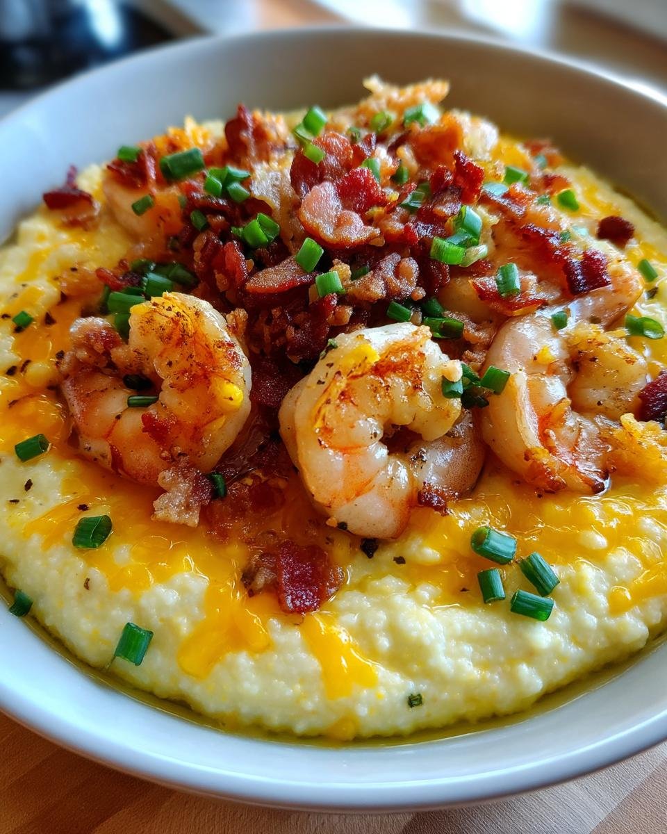 Shrimp and Grits with Crispy Bacon and Cheddar - detail 4