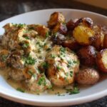 Creamy Garlic Chicken with Roasted Baby Potatoes