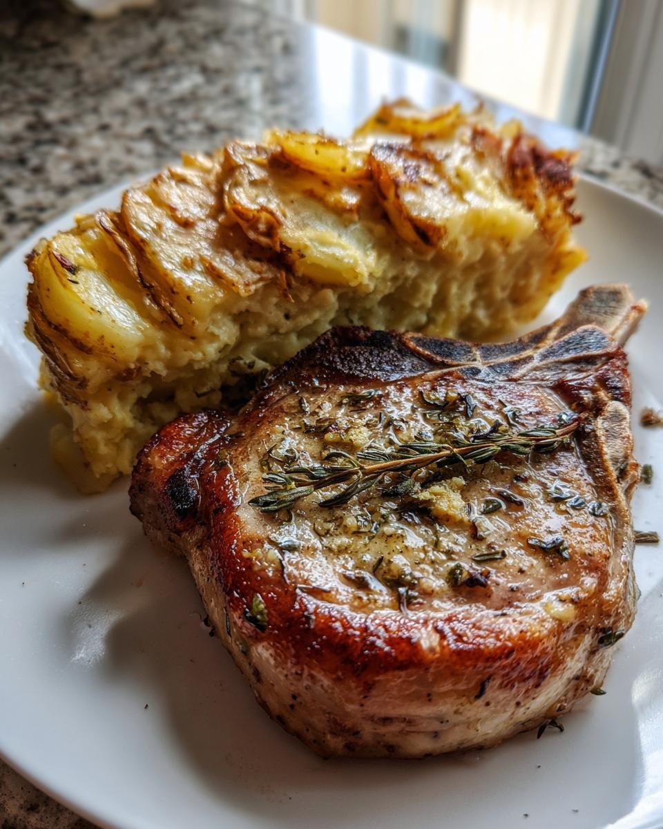 Sizzling Garlic Butter Pork Chops and Creamy Potato Bake - detail 1