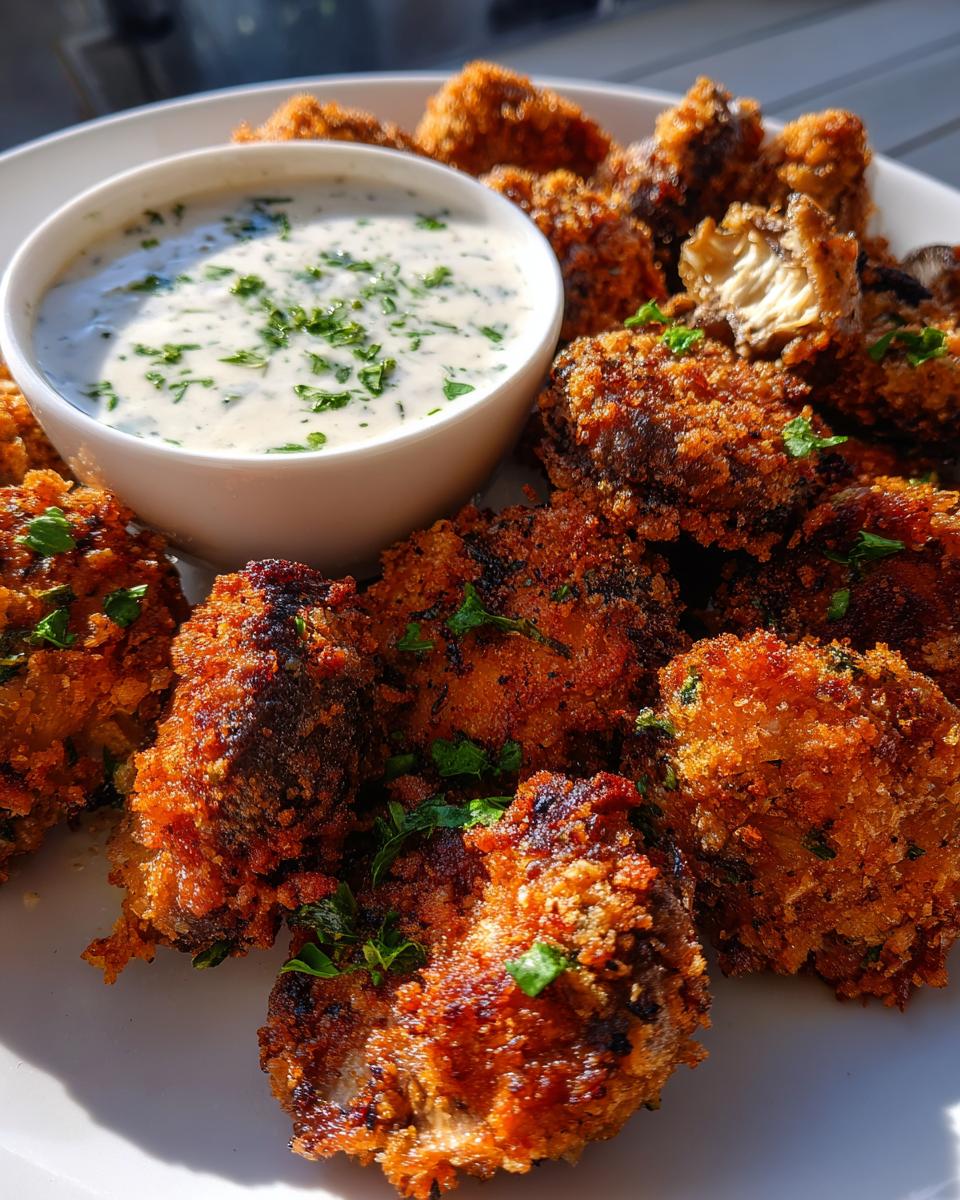 Air Fryer Crispy Fried Mushrooms with Cool Ranch Dip - detail 1