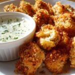 Air Fryer Crispy Fried Mushrooms with Cool Ranch Dip