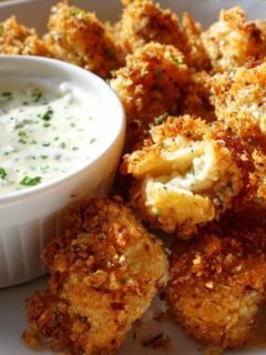 Air Fryer Crispy Fried Mushrooms with Cool Ranch Dip