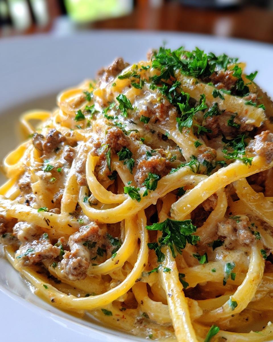 Cajun Beef Linguine in Creamy Cheese Sauce - detail 1