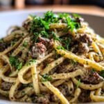 Cajun Beef Linguine in Creamy Cheese Sauce