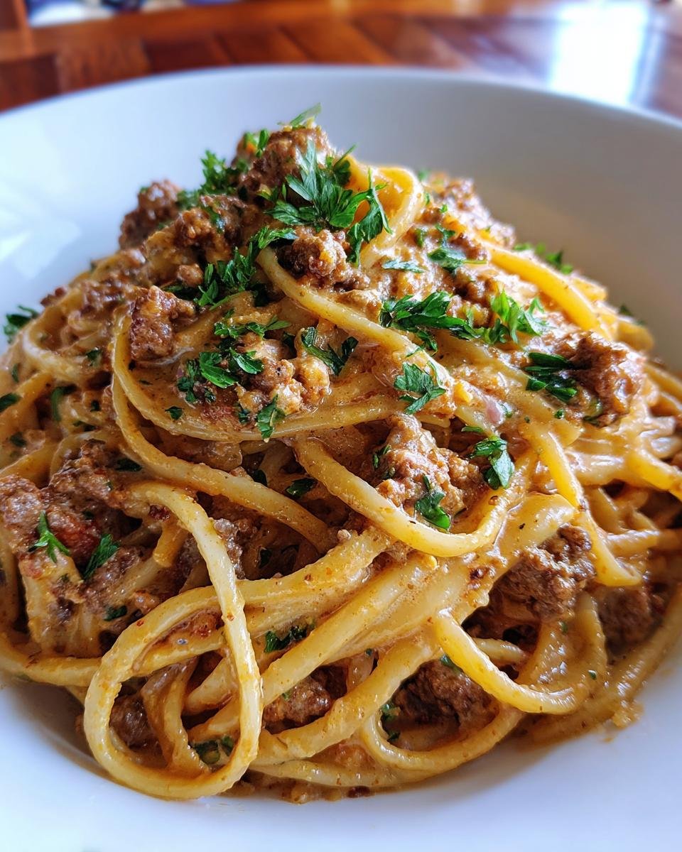 Cajun Beef Linguine in Creamy Cheese Sauce - detail 2