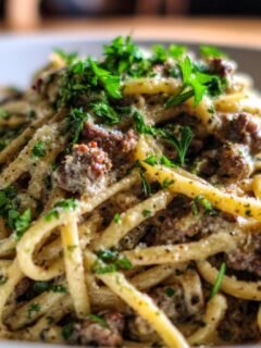 Cajun Beef Linguine in Creamy Cheese Sauce