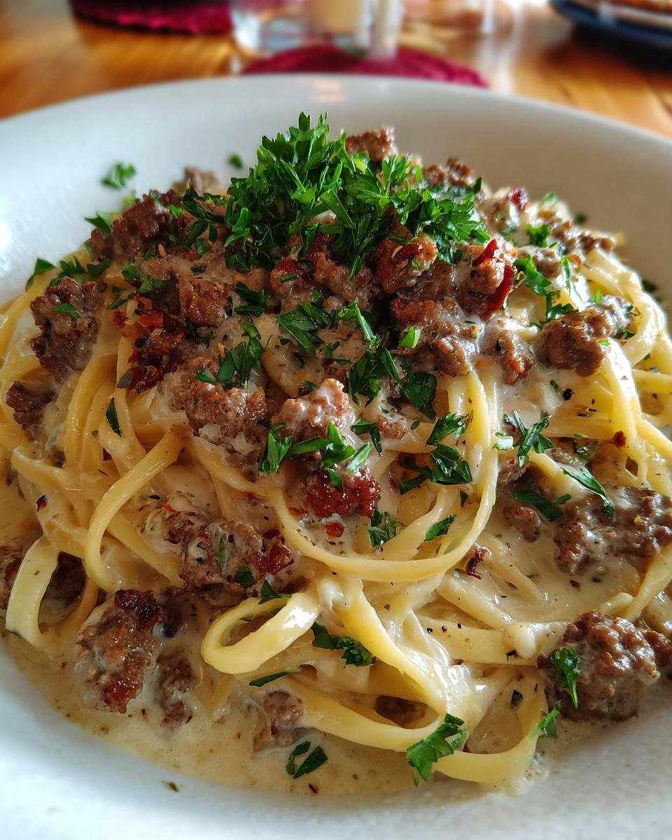 Cajun Beef Linguine in Creamy Cheese Sauce - detail 3
