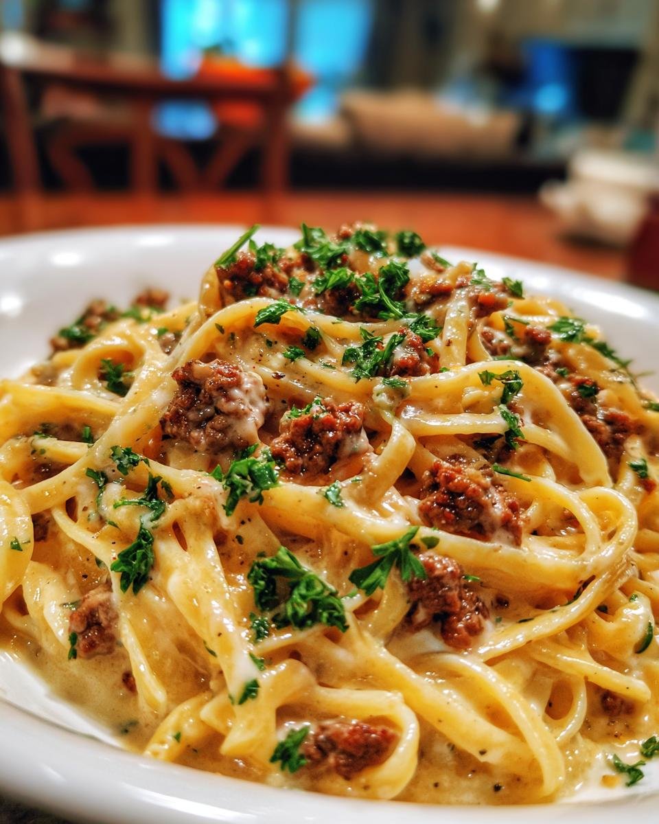 Cajun Beef Linguine in Creamy Cheese Sauce - detail 4