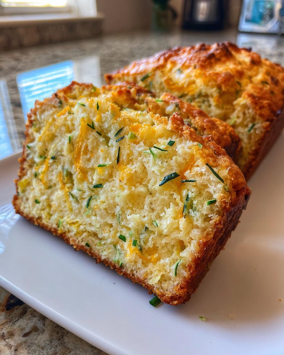 Cheddar, Chive and Zucchini Quick Bread - detail 2