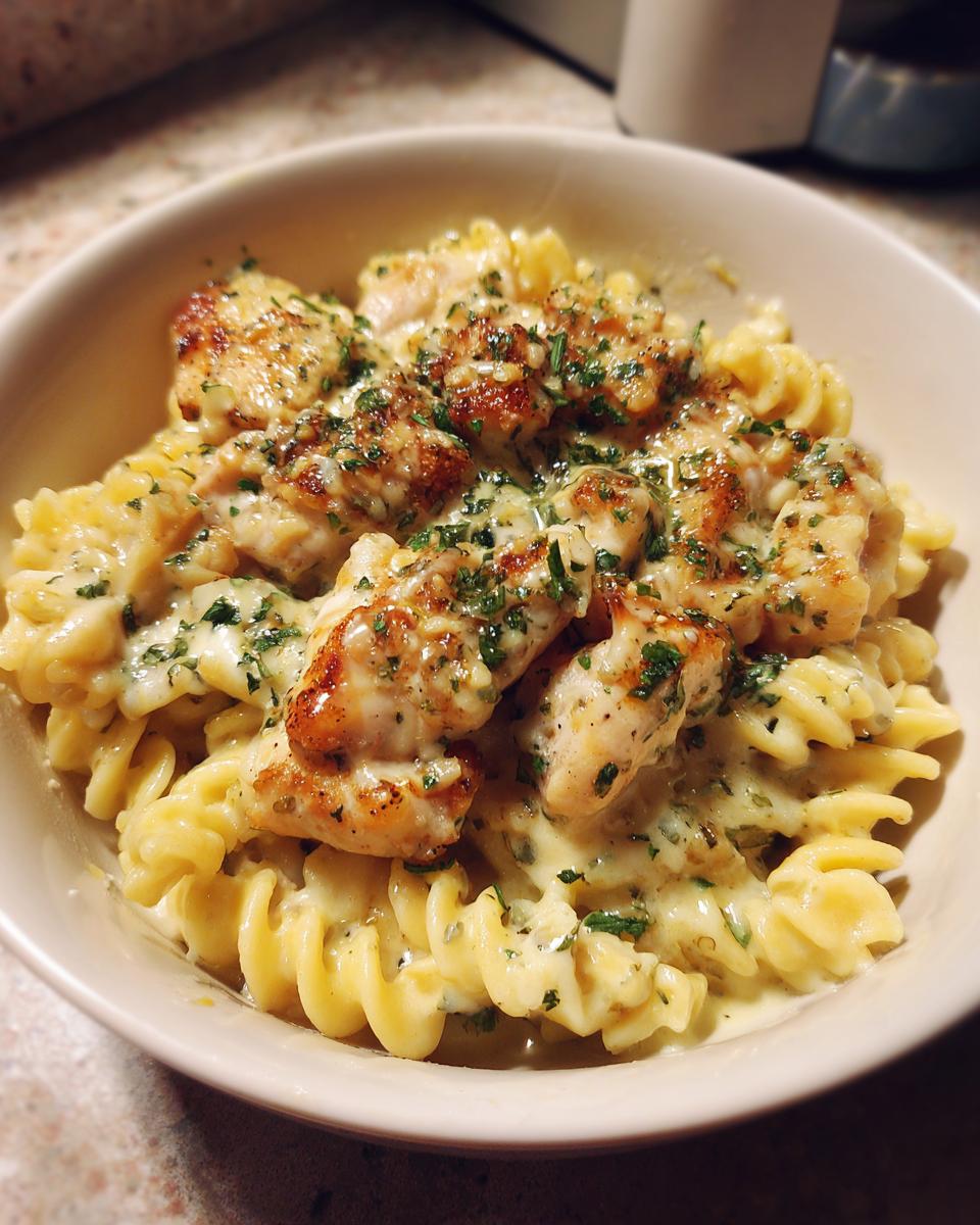 Creamy Garlic Parmesan Chicken with Cheesy Twisted Pasta - detail 1