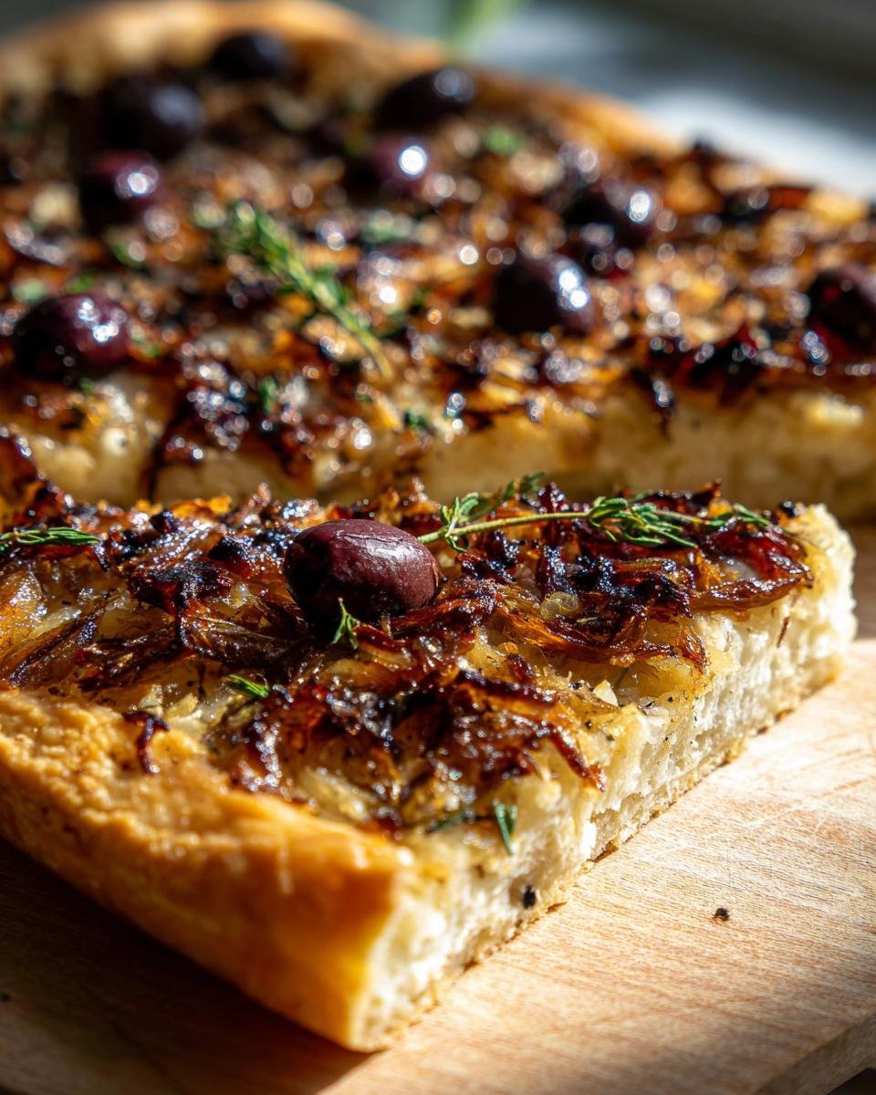Niçoise Pissaladière with Caramelized Onions and Black Olives - detail 2