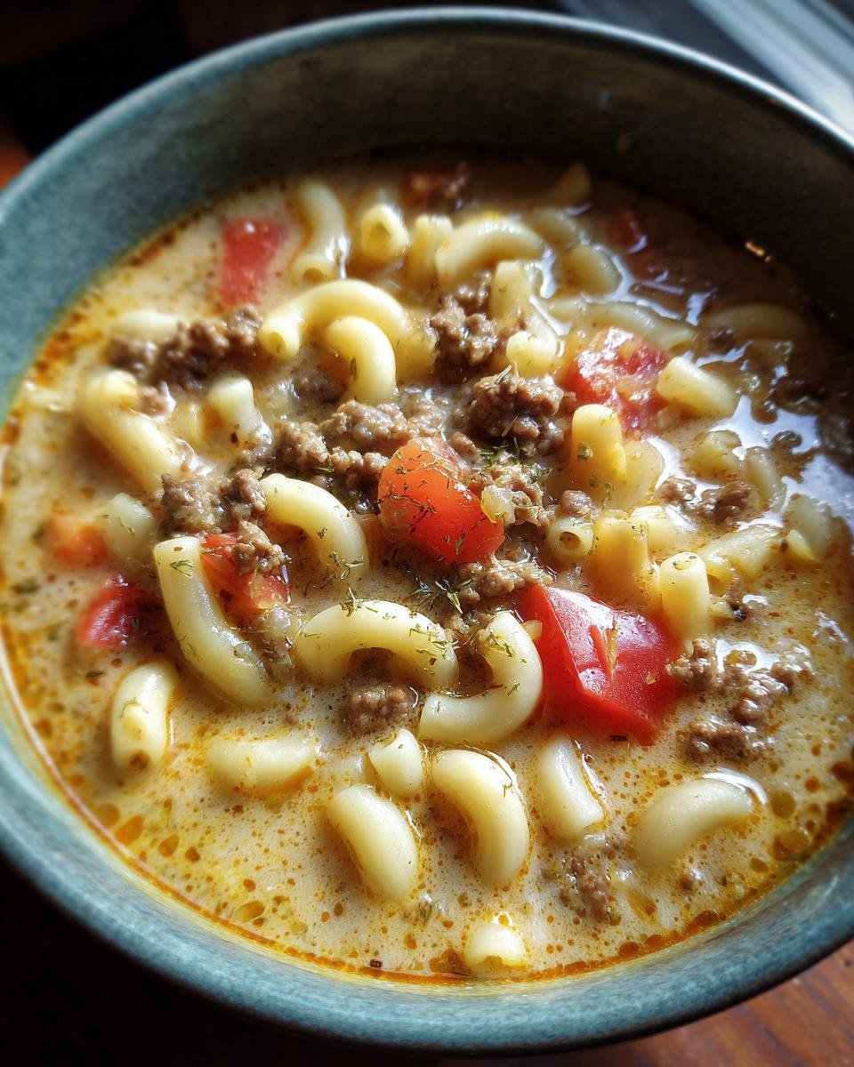One Pot Macaroni Cheeseburger Soup - detail 1