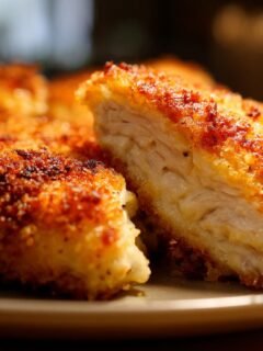 Parmesan Crusted Chicken with Creamy Garlic Sauce