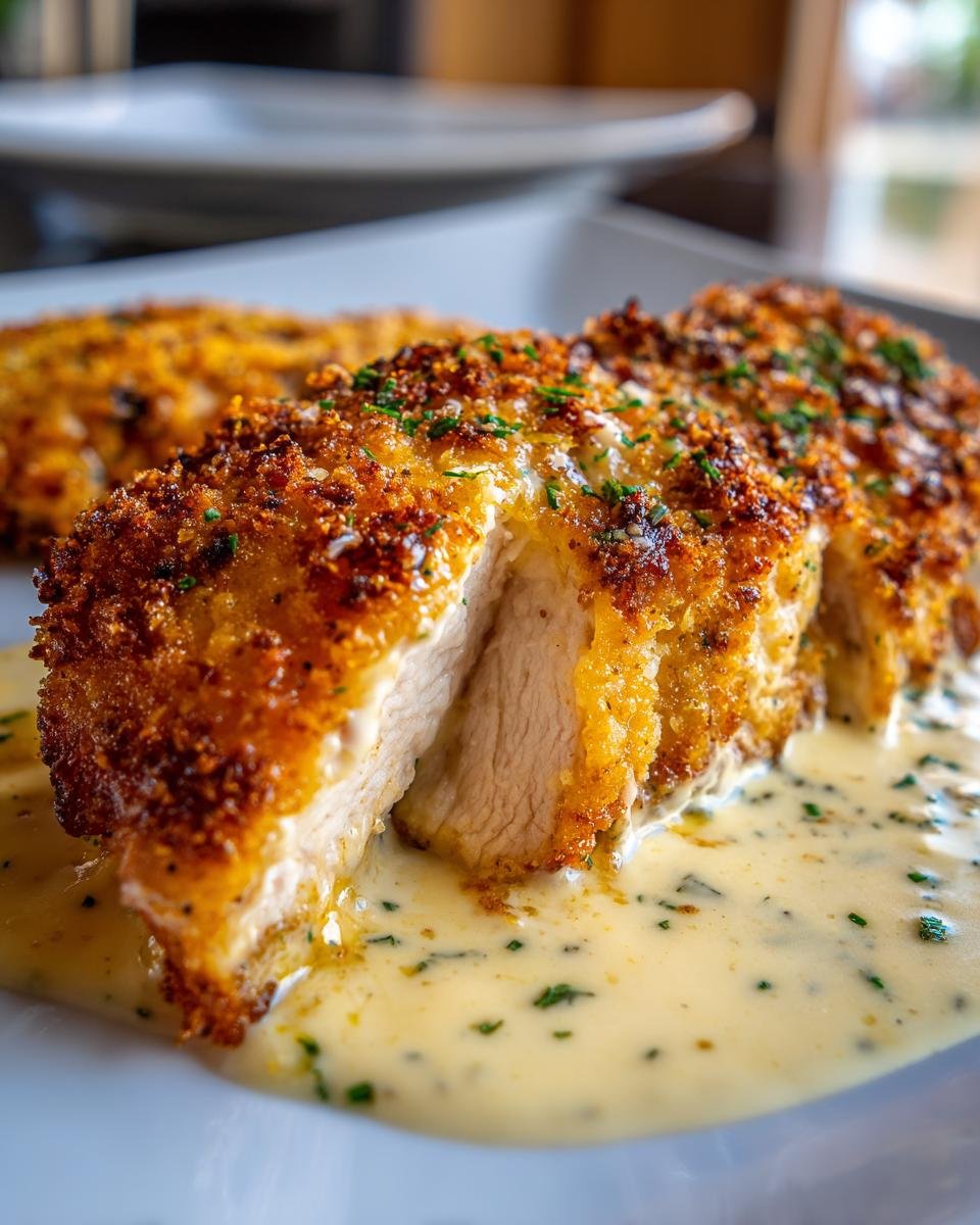 Parmesan Crusted Chicken with Creamy Garlic Sauce - detail 4