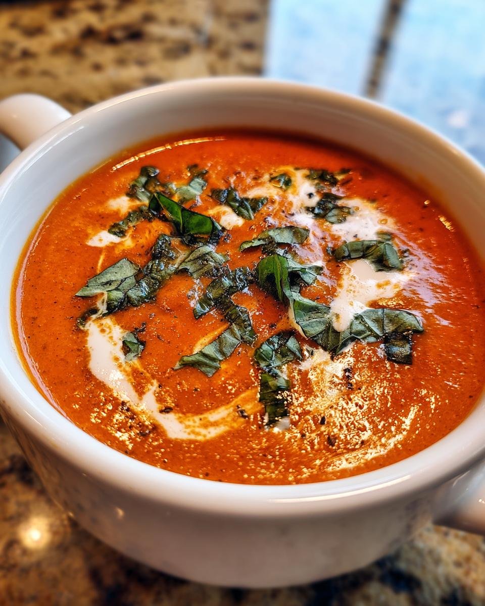 Roasted Tomato Basil Soup with Cream - detail 1