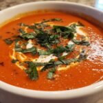 Roasted Tomato Basil Soup with Cream