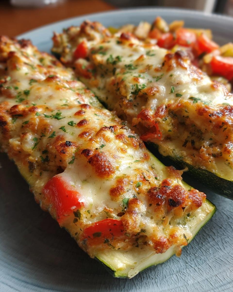 Stuffed Zucchini with Vegetables and Cheese - detail 1