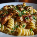 Cheesy Cajun Chicken Rotini in Garlic Parmesan Sauce