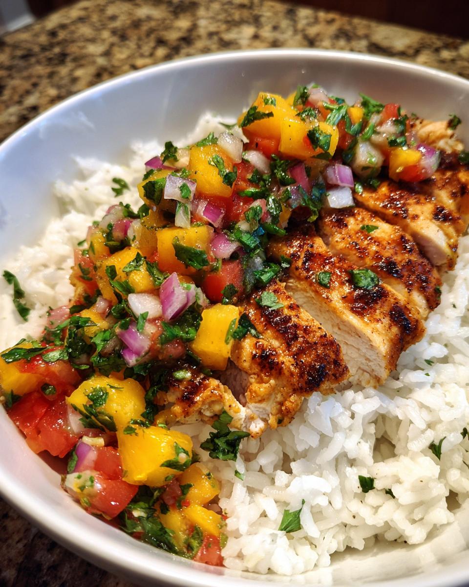 Cilantro-Lime Chicken Bowls with Peach Salsa - detail 2