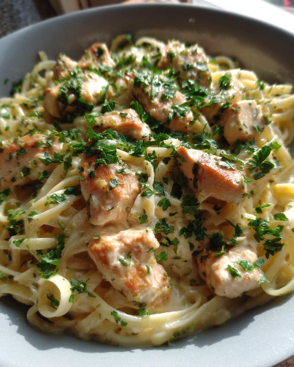 Creamy Garlic Butter Chicken Linguine in Alfredo Sauce - detail 1