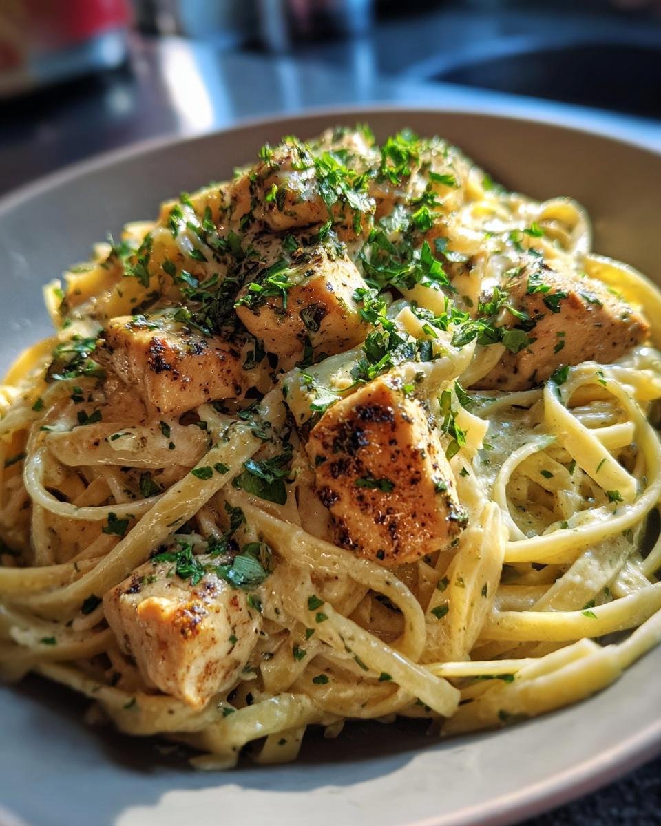 Creamy Garlic Butter Chicken Linguine in Alfredo Sauce - detail 2