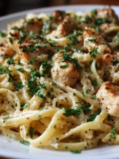 Creamy Garlic Butter Chicken Linguine in Alfredo Sauce