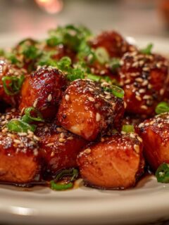 Honey Garlic Glazed Salmon Bites for Christmas