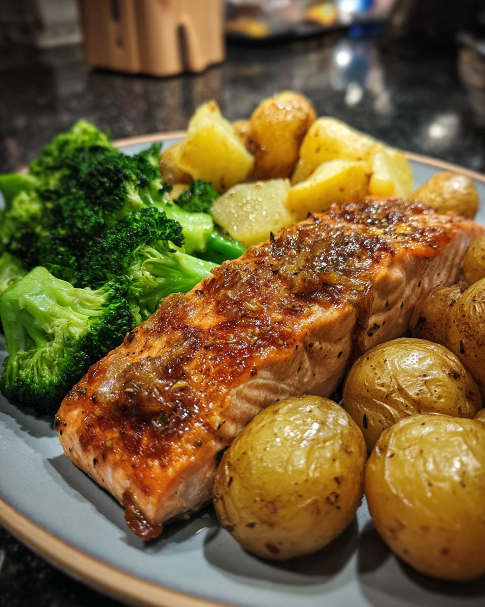 Lemon-Garlic Salmon with Roasted Potatoes and Steamed Broccoli - detail 3