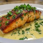 Pan-Seared Salmon with Lemon Garlic Cream Sauce for Christmas