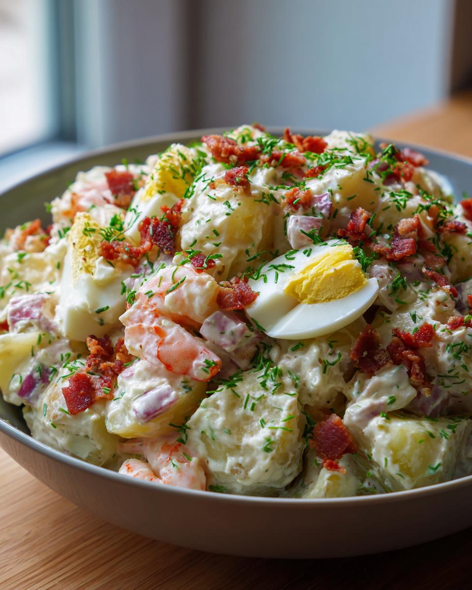 Potato Salad with Shrimp, Hard-Boiled Eggs, and Bacon - detail 2